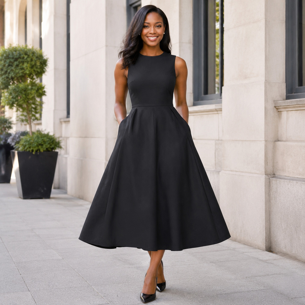 Dazy Black Fit & Flare Dress Women’s Size M Full Flowy Skirt